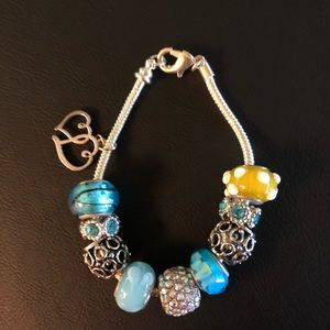 Beautiful silver, blue, yellow bracelet
